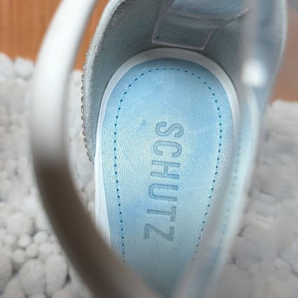 Schutz Cadey Lee Strappy  Elegant White Ankle Strap Heels Diamond Elegant 8.5 - Picture 6 of 16